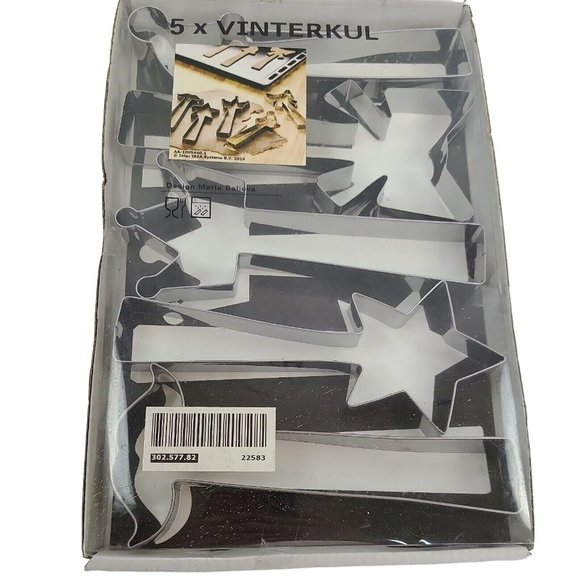 IKEA VINTERKUL Stainless Steel Cookie Cutters Crown Bow Star Mustache Set of 5 - Picture 1 of 8